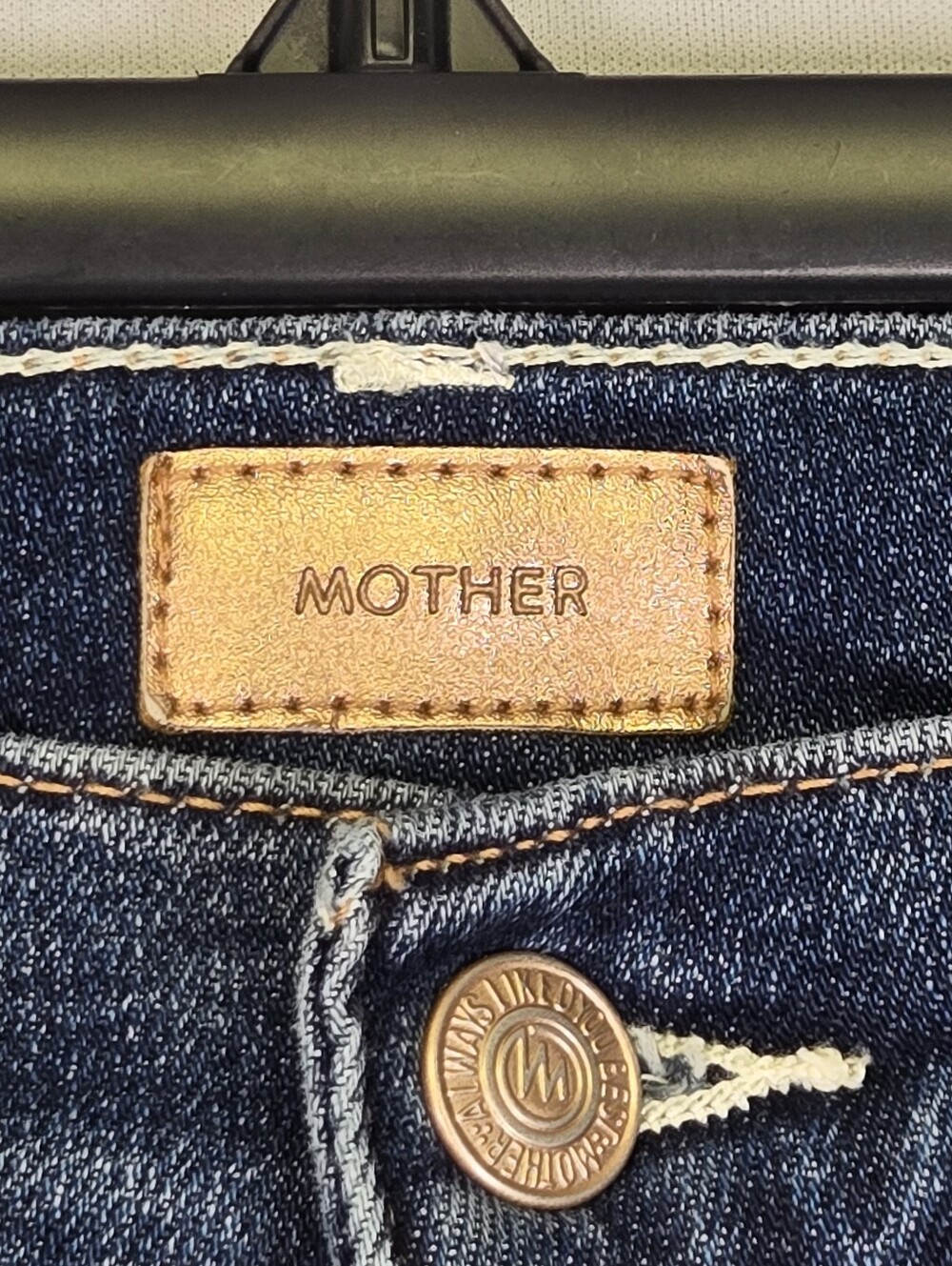Mother The Dazzler Shift Jean Size 27 Dark Blue Denim Straight Leg Mid-rise - Picture 2 of 13